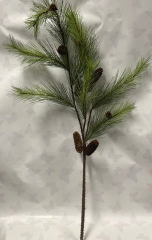 Long Needle Pine Spray With Cones