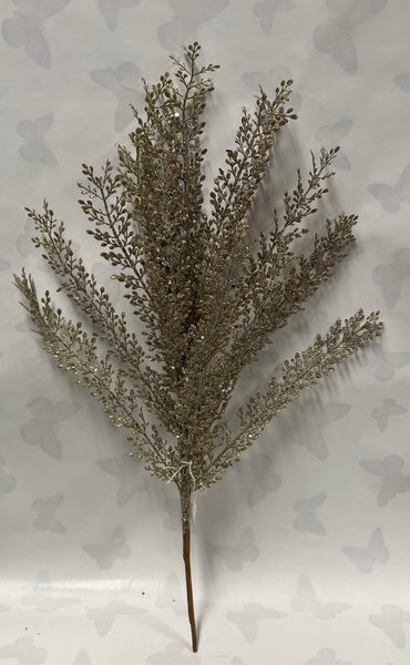 Glitter Fern Bush -Champagne Silver