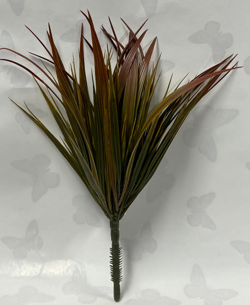 Plastic Wild Grass Bush -Moss Green/Red