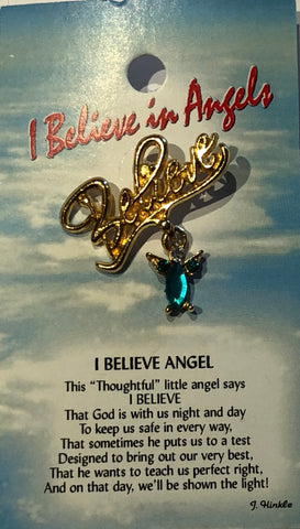 I Believe Angel Pin -Green / Gold