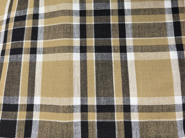 Table Cloth- Plaid- Light Brown, Black and White