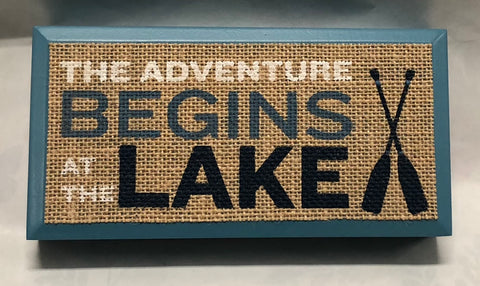 Adventure At The Lake Block Sign