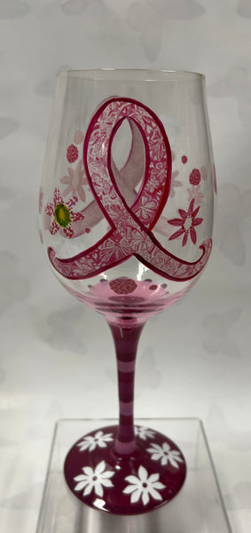 Pink Ribbon Wineglass
