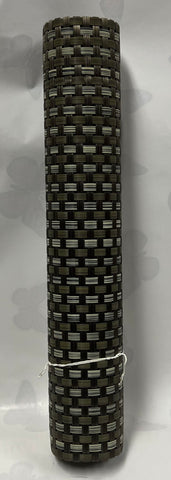 Woven Vinyl Table Runner -Large Basketweave Brown, Taupe and Green