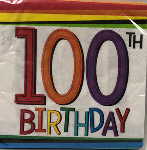 Cocktail Napkin -Rainbow Birthday 100