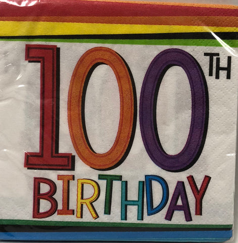 Cocktail Napkin -Rainbow Birthday 100