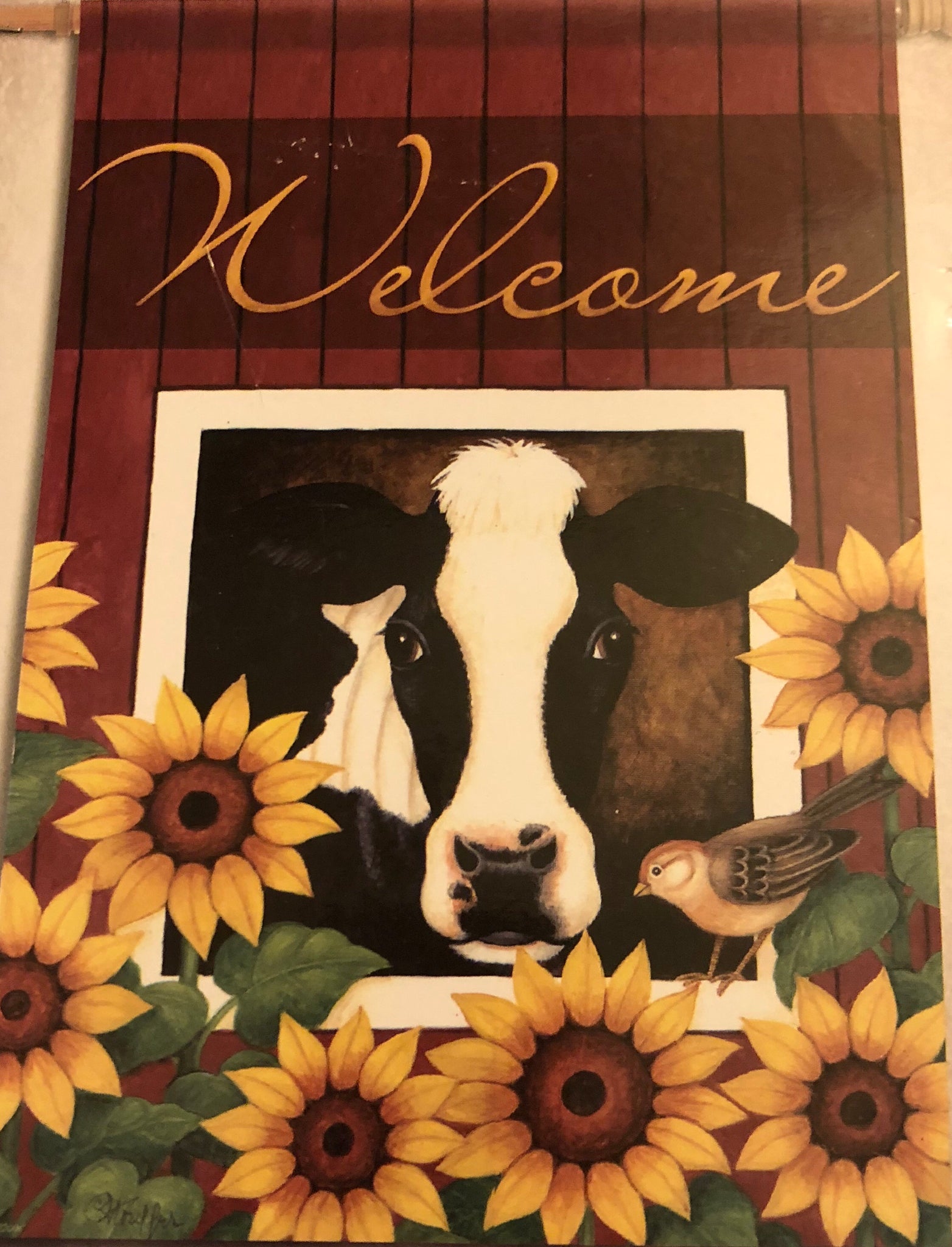 Sunflower Cows - Large Flag