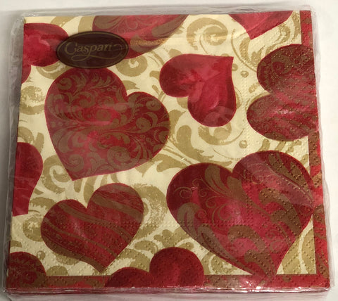 Cocktail Napkin- Florentine Hearts