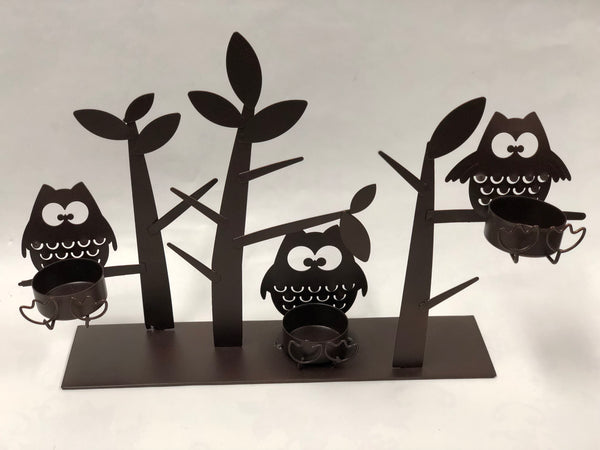 Owl Trio Tea Light Candle Holder