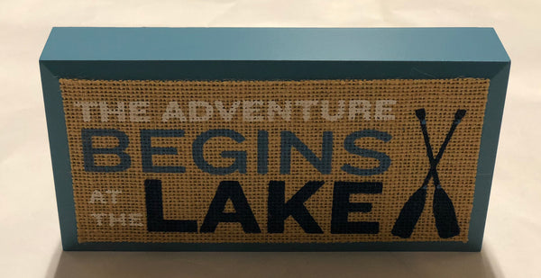 Adventure At The Lake Block Sign
