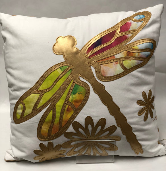 Water Colour Dragonfly Pillow