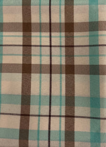 Table Cloth- Plaid- Brown, Turquoise and Cream