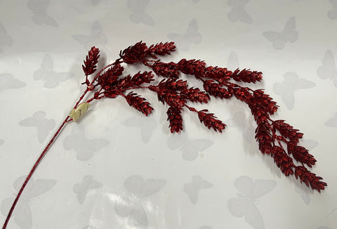 Glittered Pinecone Spray -Burgundy/Red