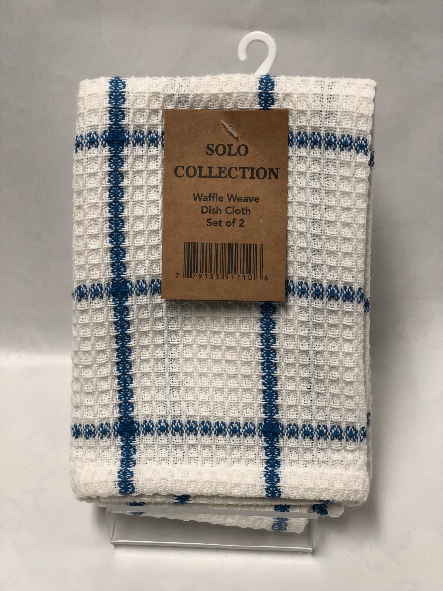 Waffle Weave Dishcloth White-Blue