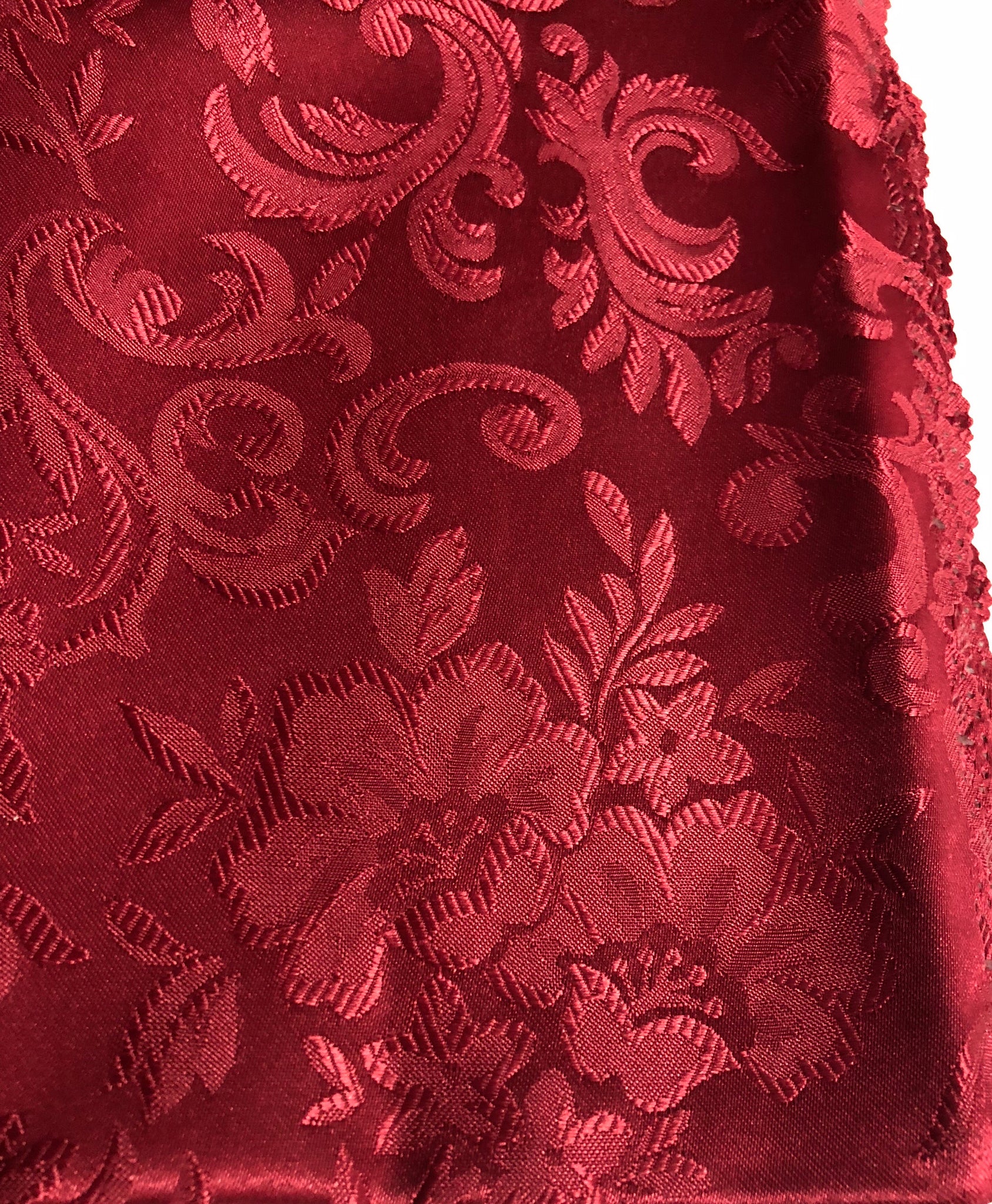 Table Cloth- Floral- Claret (Burgundy)- Scalloped Edge