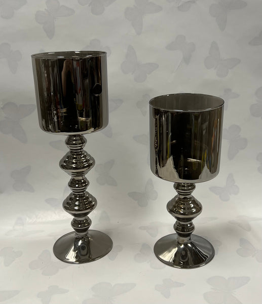 Silver-Grey / Black Candle Holder