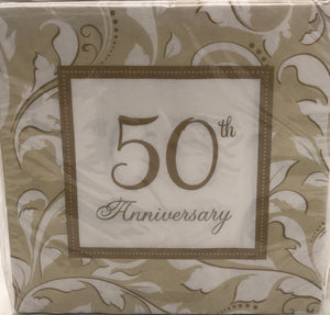 Luncheon Napkin -50th Anniversary GLD