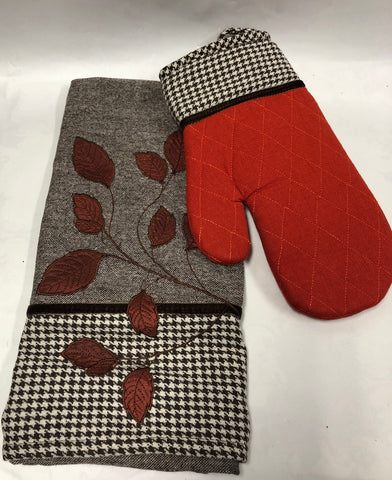 Falling Leaves - Leaf Tea Towel and Oven Mitt Set