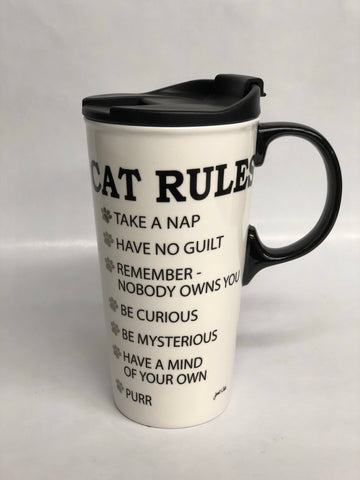 Cat Rules Travel Mug