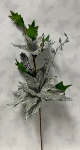 Silver Poinsettia Spray