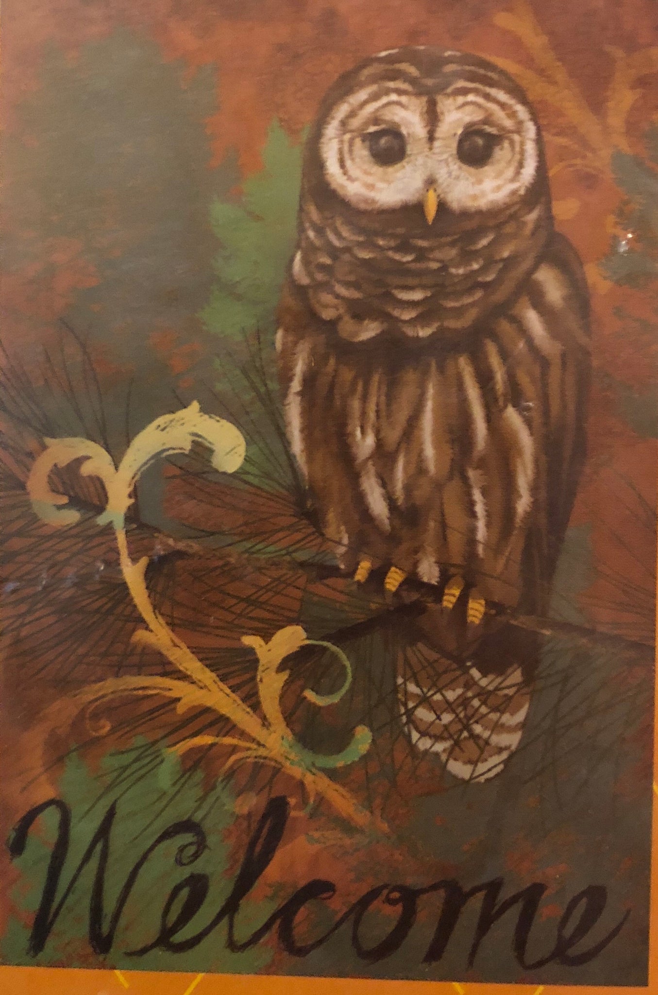 Welcome Owl - Large Flag