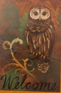 Welcome Owl - Large Flag