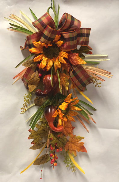 Sunflower / Gourd Swag -Burgundy