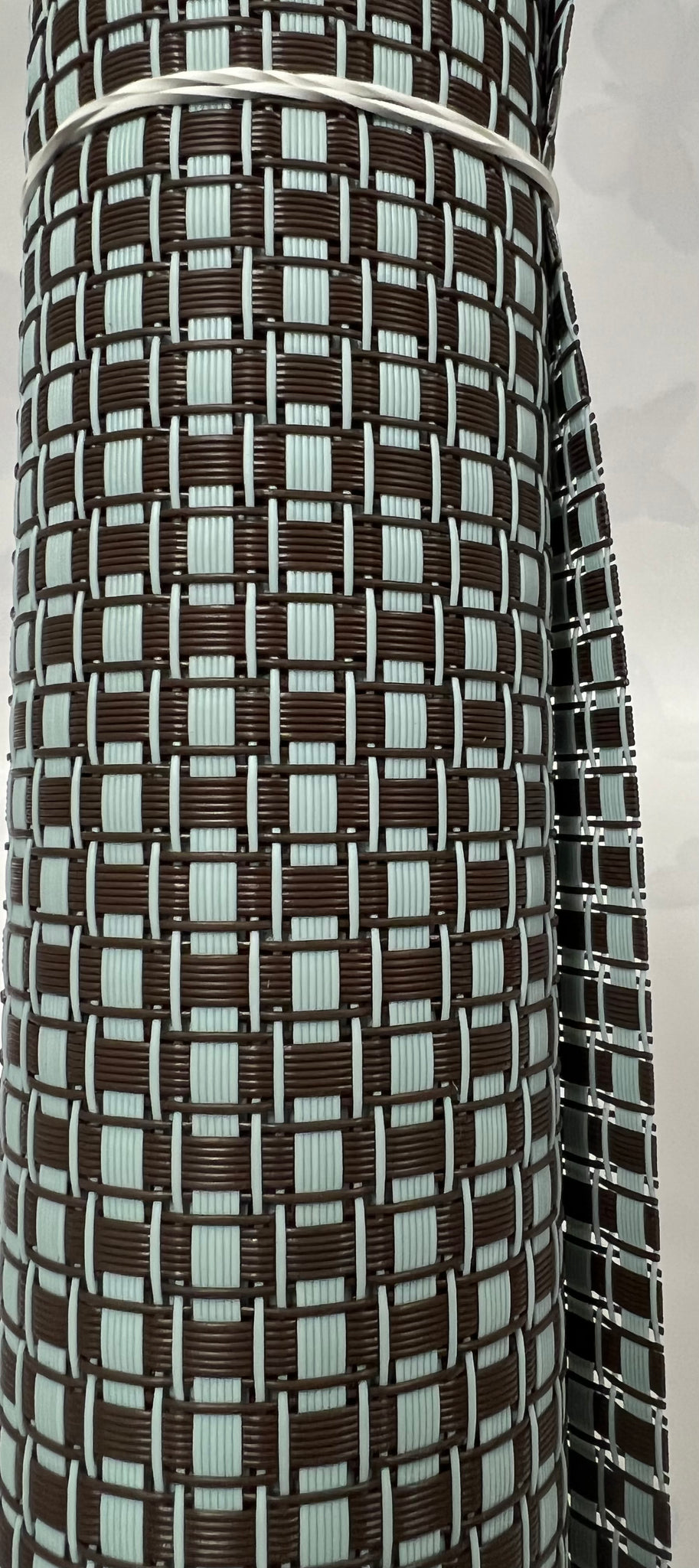 Woven Vinyl Table Runner -Brown and Robins Egg Blue