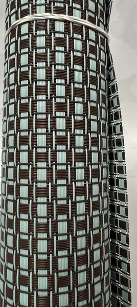 Woven Vinyl Table Runner -Brown and Robins Egg Blue