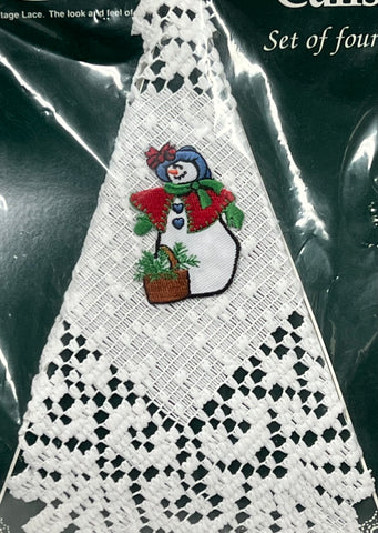 Napkin Cuffs -Classic With Snowman -White
