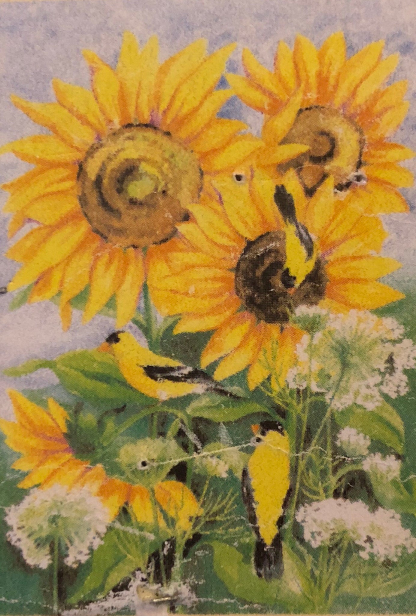 Sunflowers & Finches - Large Flag