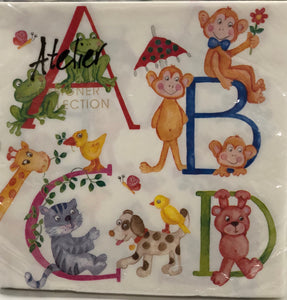 Luncheon Napkin -Alphabet animals
