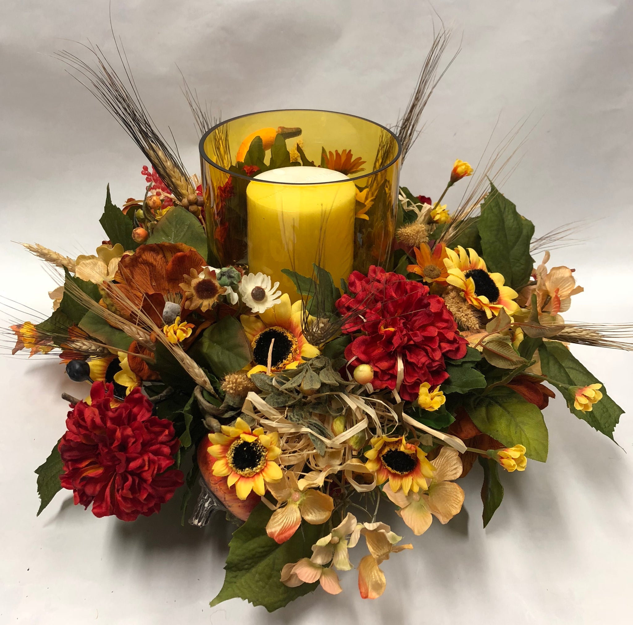 Artificial Fall Arrangement - Yellow Hurricane