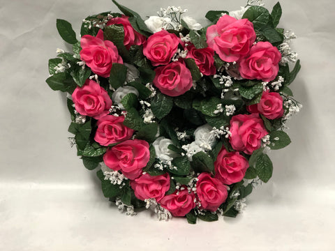 Artificial Memorial / Cemetery Wreath -Pink and White