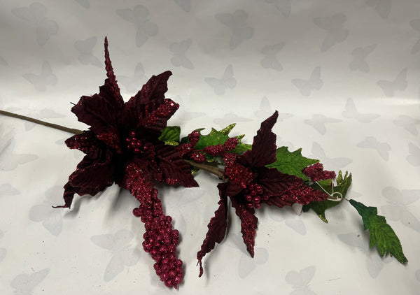 Burgundy Poinsettia Branch