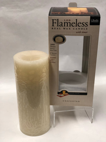 Candle Impressions -Battery Candle -Cream -8” Unscented