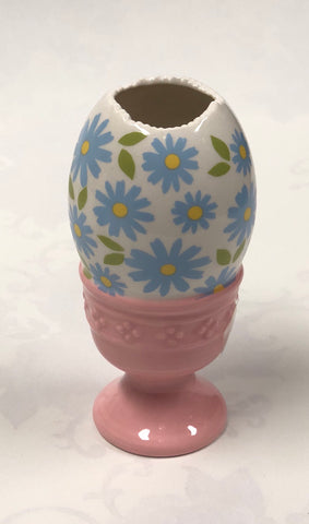 Small Egg Vase -Blue Flowers