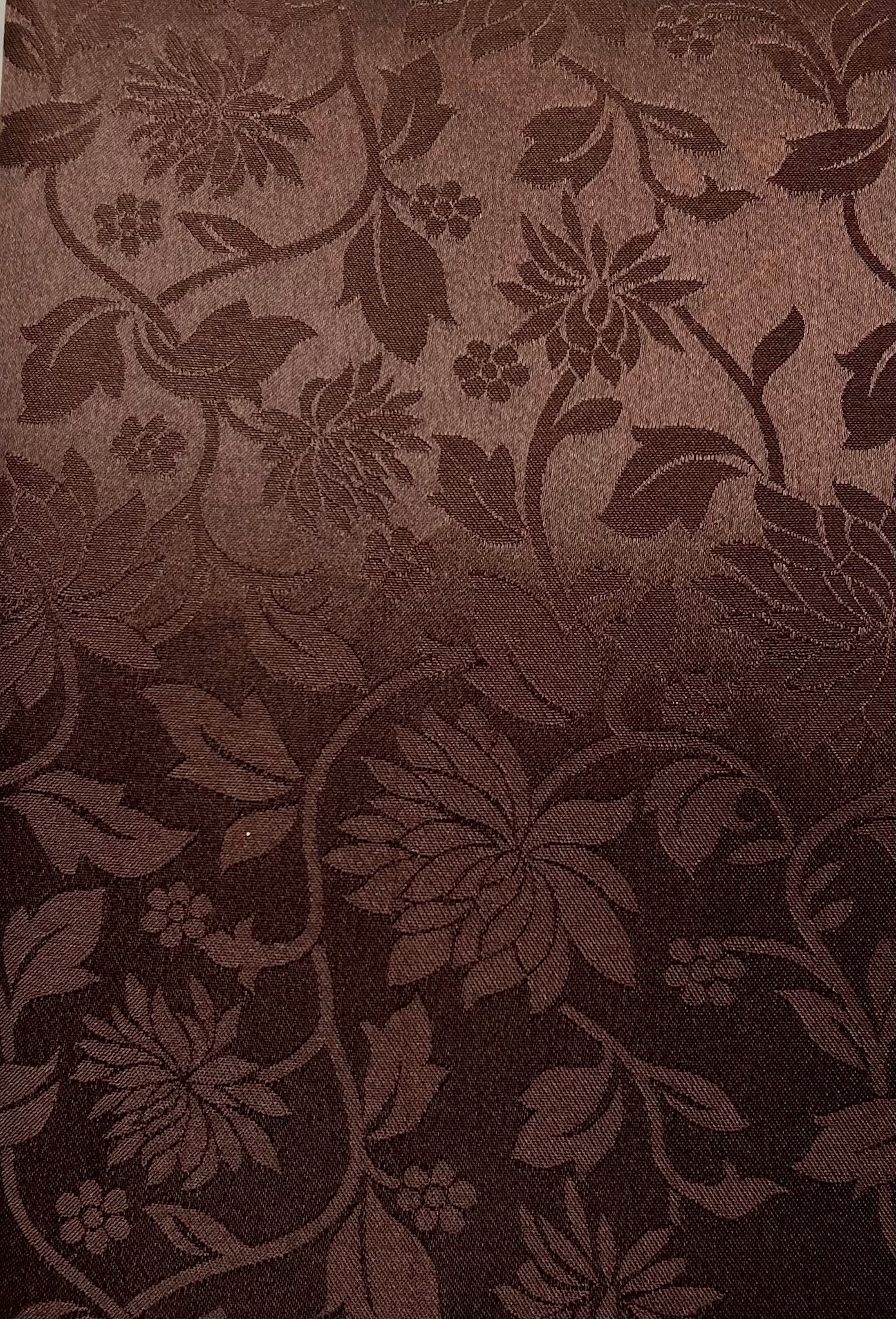 Table Cloth- Floral- Chocolate Brown -Scalloped Edge