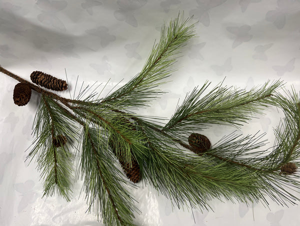 Long Needle Pine Spray With Cones