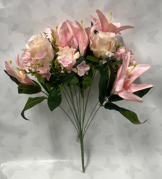 Artificial Rose/ Lily Bush -Pink