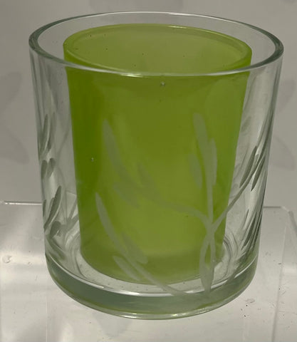 Clear/ Green Candle Holder