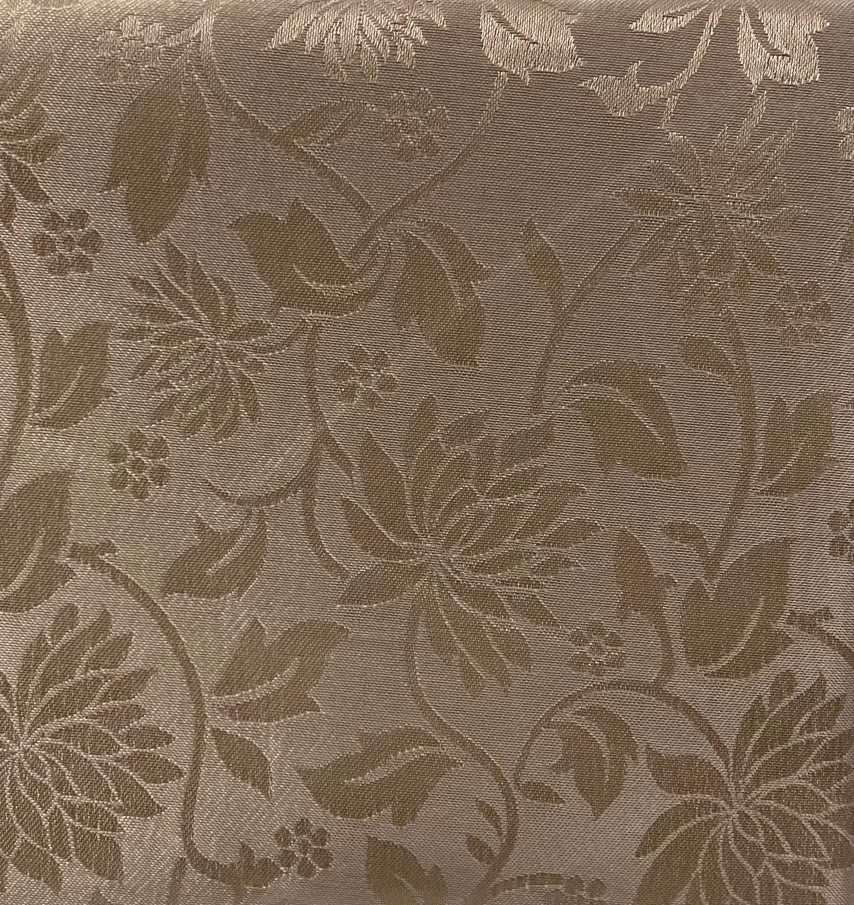 Table Cloth- Floral Damask -Mocha -Scalloped Edge