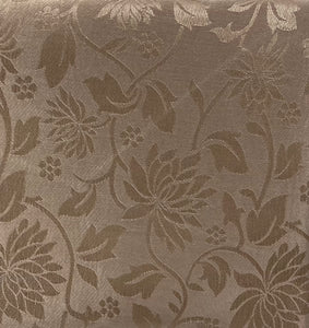Table Cloth- Floral Damask -Mocha -Scalloped Edge