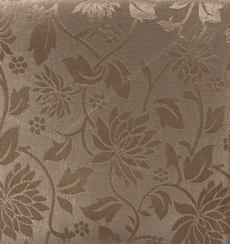 Table Cloth- Floral Damask -Mocha -Scalloped Edge