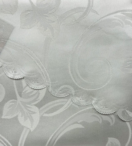 Table Cloth- Versailles Damask- White - Scalloped Edge