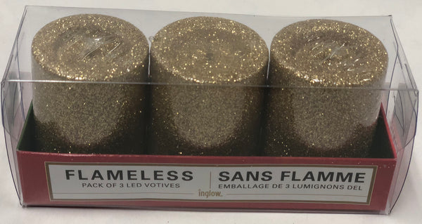 Battery Votive Candle - Gold Glitter