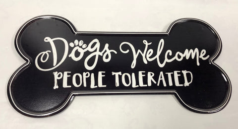 Metal "Dogs Welcome" Sign