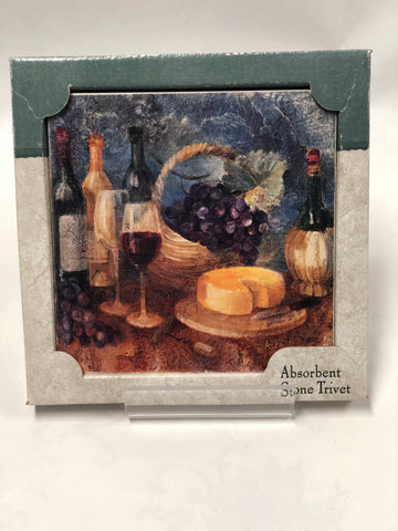 Absorbent stone trivet - Wine and Cheese