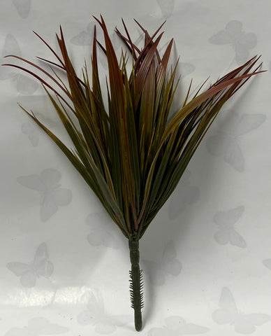 Plastic Wild Grass Bush -Moss Green/Red