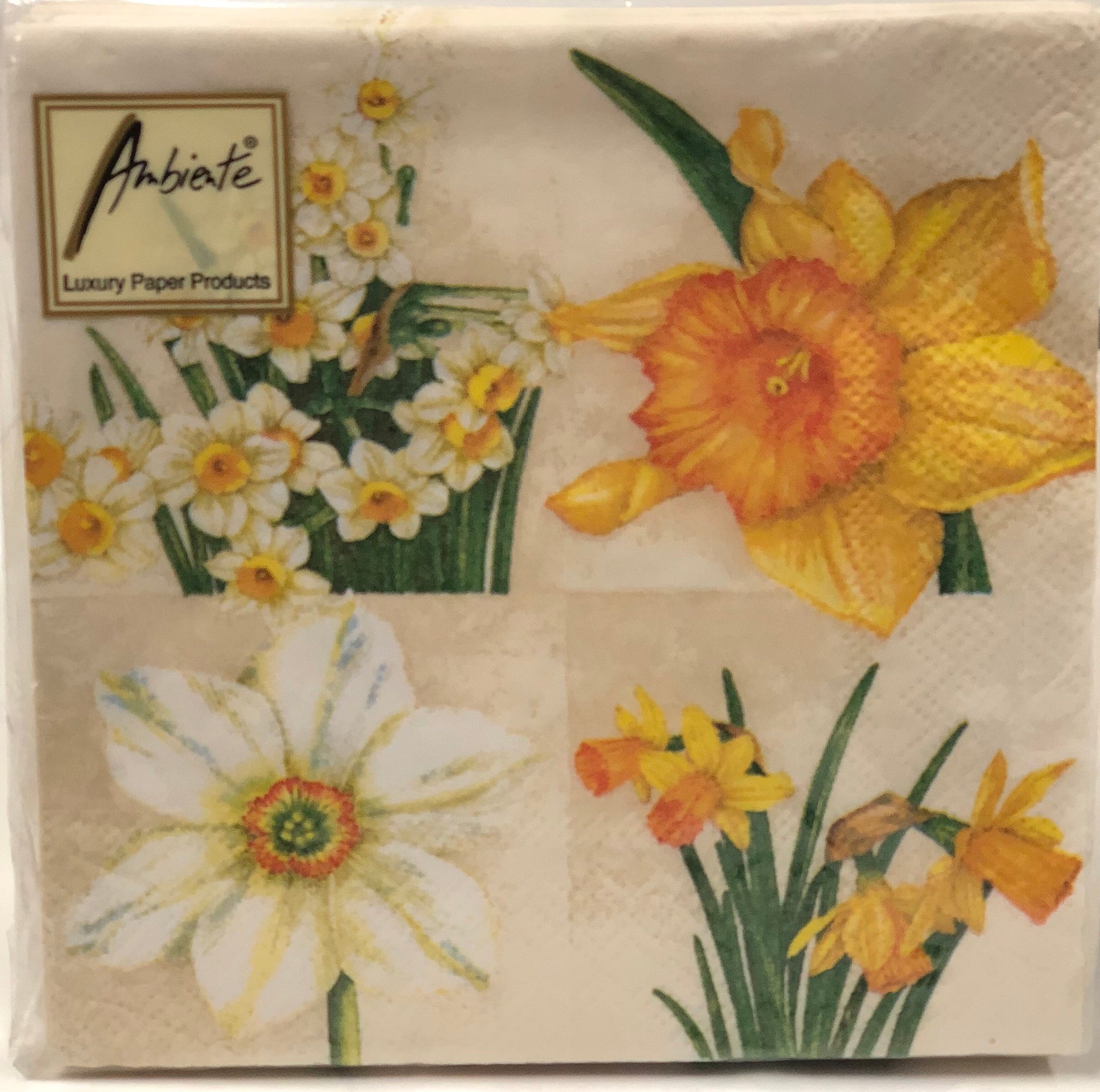 Cocktail Napkin- Narcisses- Cream